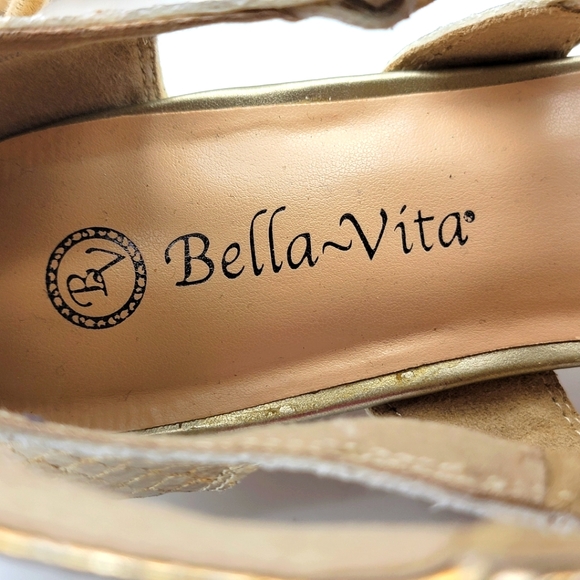 BELLA VITA Imani Ii Womens Metallic Snake Print Wedge Sandals Size 10W. S1088 - Picture 7 of 9